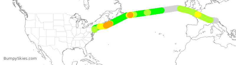 Turbulence forecast map for UAL3047, IPZ to EWR