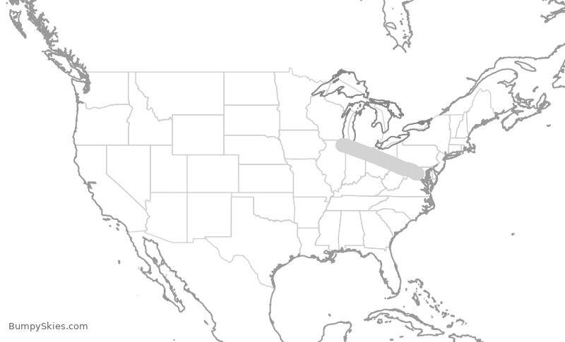 Turbulence forecast map for UAL304, ORD to IAD