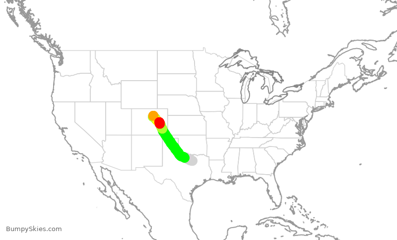 Turbulence forecast map for UAL309, DFW to DEN