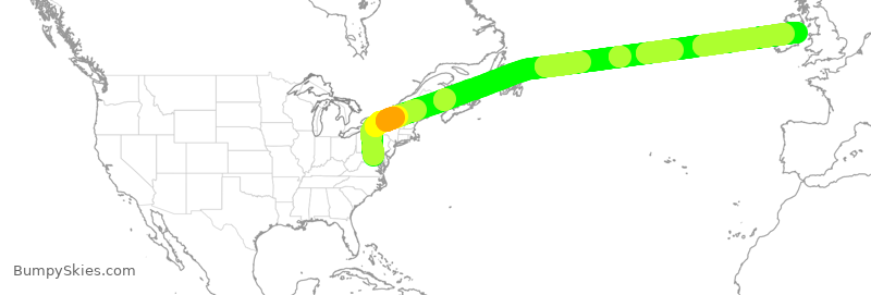 Turbulence forecast map for UAL310, IAD to DUB