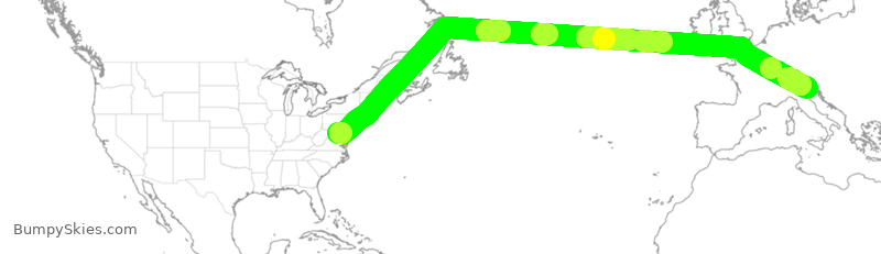 Turbulence forecast map for UAL321, IAD to VCE