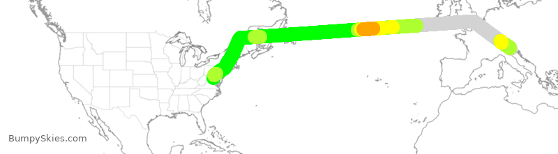 Turbulence forecast map for UAL322, VCE to IAD