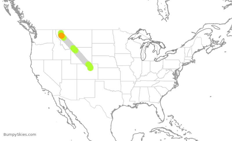 Turbulence forecast map for UAL323, DEN to FCA