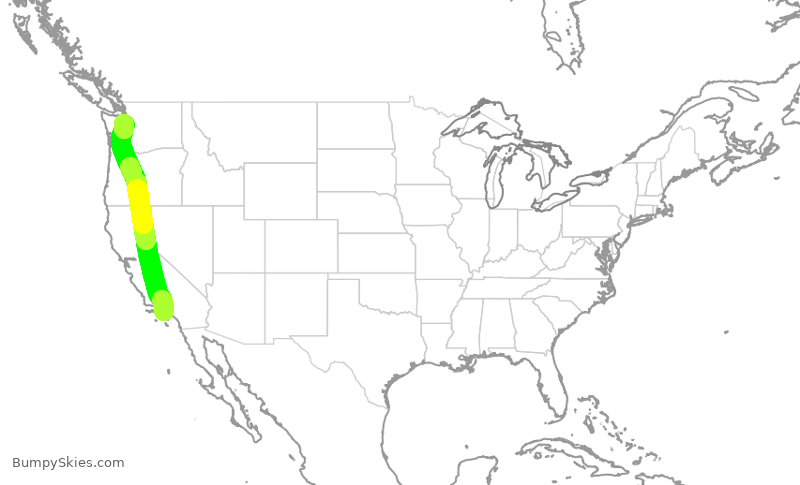 Turbulence forecast map for UAL325, LAX to SEA