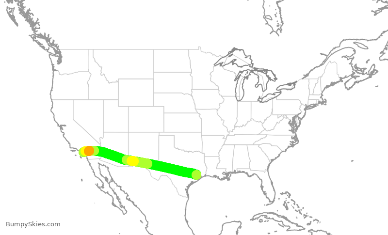 Turbulence forecast map for UAL326, IAH to SNA