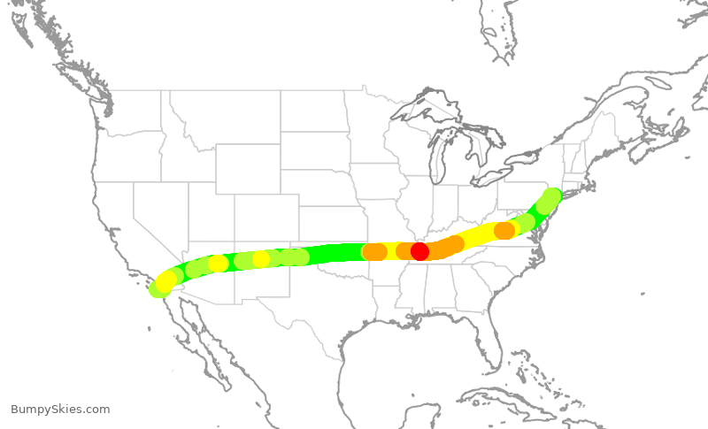 Turbulence forecast map for UAL327, SAN to EWR