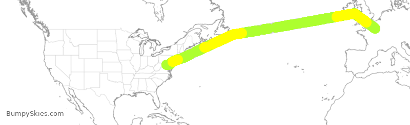 Turbulence forecast map for UAL330, IAD to FPG