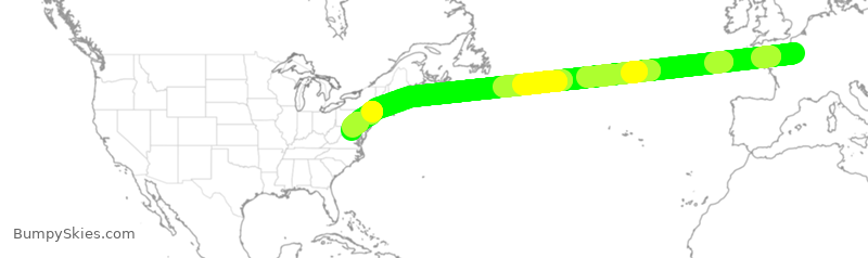 Turbulence forecast map for UAL331, CDG to IAD