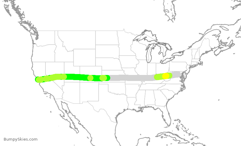 Turbulence forecast map for UAL3361, IAD to SFO