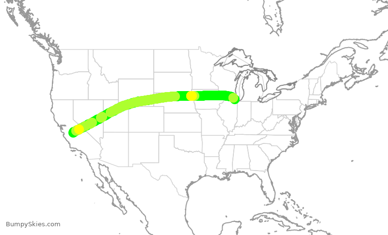 Turbulence forecast map for UAL343, FAT to ORD