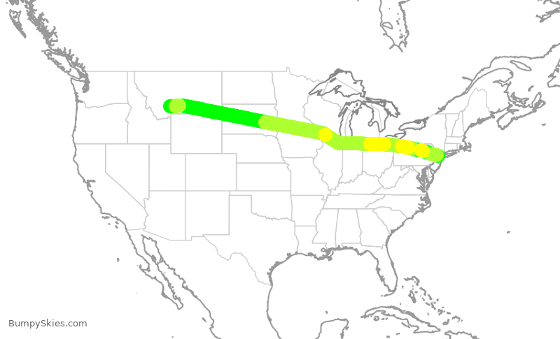 Turbulence forecast map for UAL348, BZN to EWR