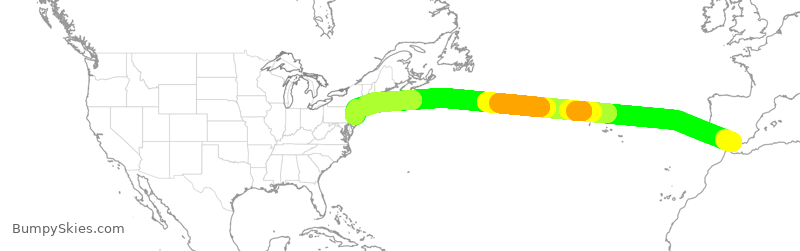 Turbulence forecast map for UAL351, AGP to EWR