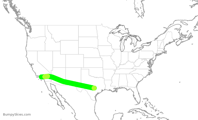 Turbulence forecast map for UAL357, AUS to LAX