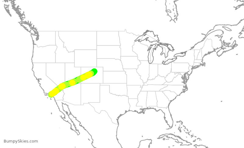 Turbulence forecast map for UAL360, LAX to DEN