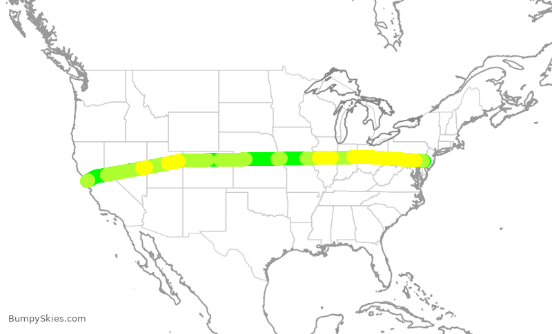 Turbulence forecast map for UAL362, SFO to PHL