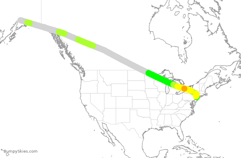 Turbulence forecast map for UAL363, ANC to EWR