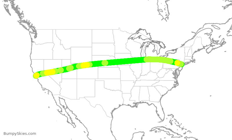 Turbulence forecast map for UAL366, SFO to EWR