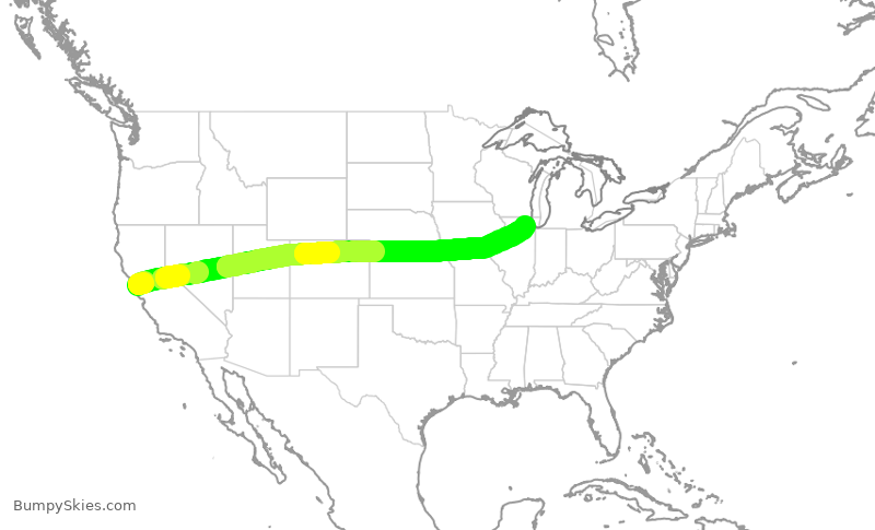 Turbulence forecast map for UAL368, SFO to ORD