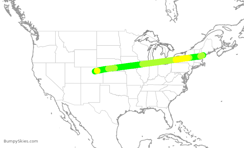Turbulence forecast map for UAL372, DEN to PWM