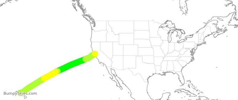 Turbulence forecast map for UAL373, HNL to SFO