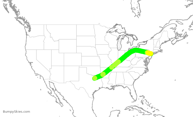 Turbulence forecast map for UAL375, DFW to EWR