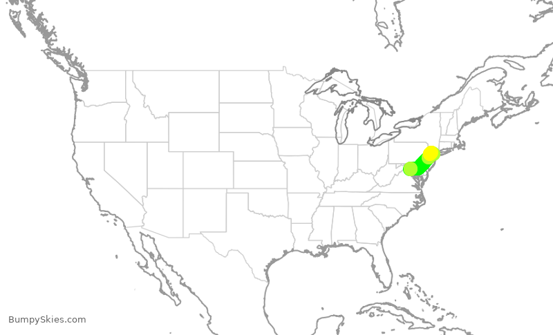 Turbulence forecast map for UAL3764, IAD to EWR