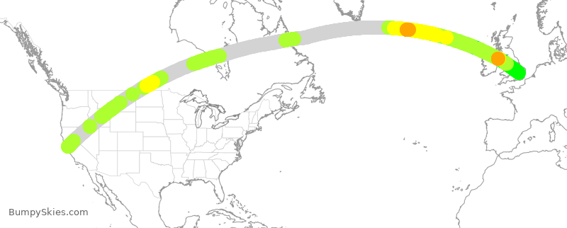 Turbulence forecast map for UAL3770, SFO to STN