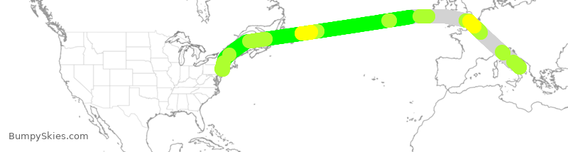 Turbulence forecast map for UAL381, IBD to EWR