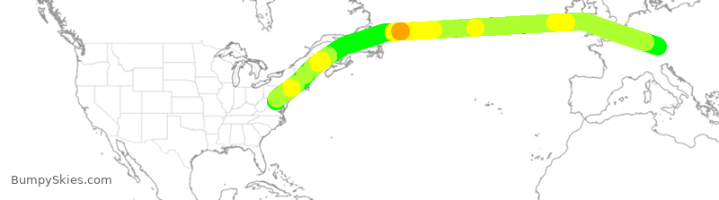 Turbulence forecast map for UAL3858, MUC to IAD