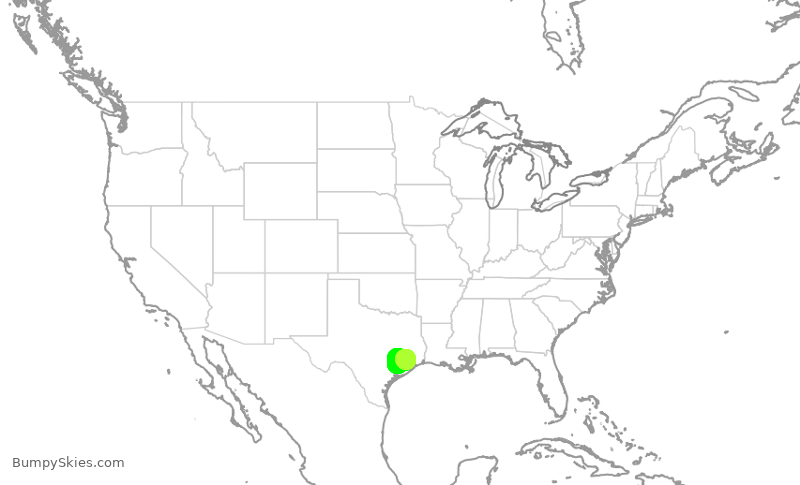 Turbulence forecast map for UAL3866, IAH to IAH
