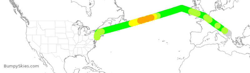 Turbulence forecast map for UAL386, DDU to EWR