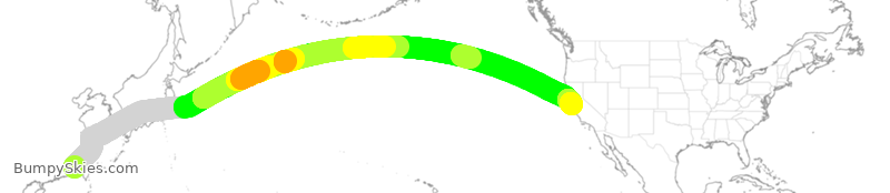 Turbulence forecast map for UAL3871, XMN to SFO