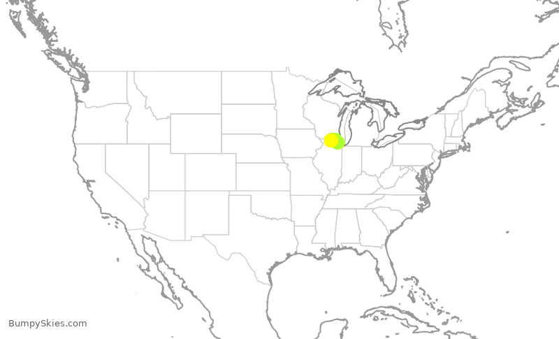 Turbulence forecast map for UAL3875, RFD to ORD