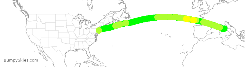 Turbulence forecast map for UAL3878, EWR to FCO
