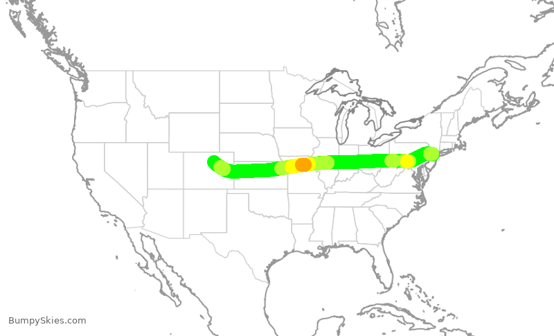 Turbulence forecast map for UAL3879, EWR to DEN