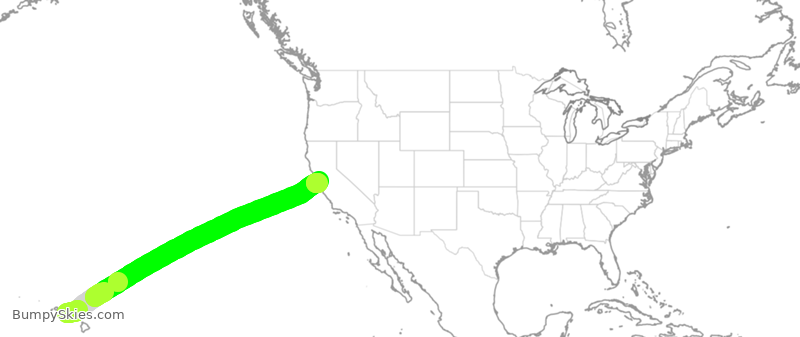 Turbulence forecast map for UAL3880, HNL to SFO