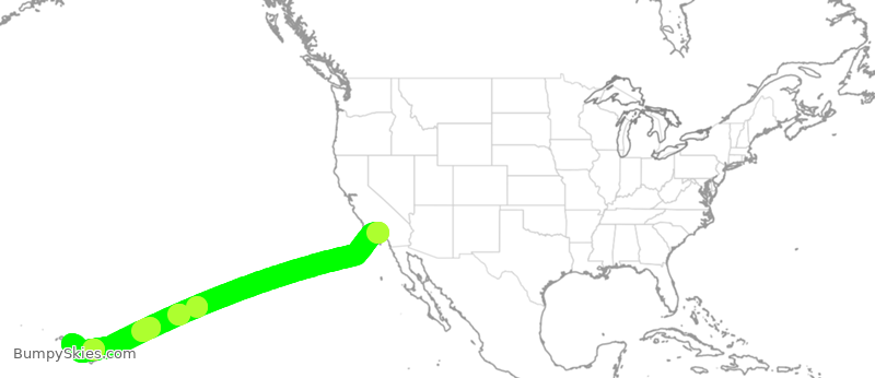 Turbulence forecast map for UAL3898, LAX to HNL