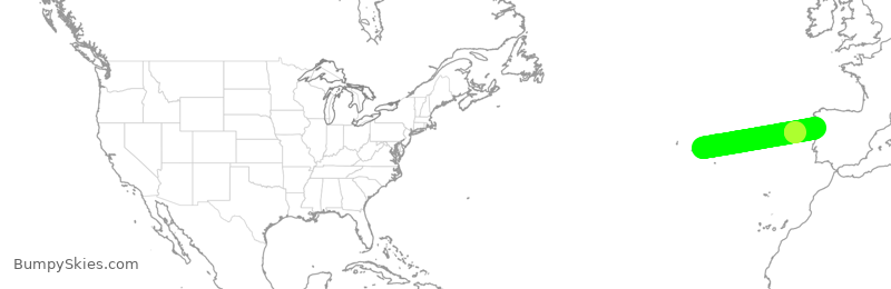 Turbulence forecast map for UAL3901, TER to OPO