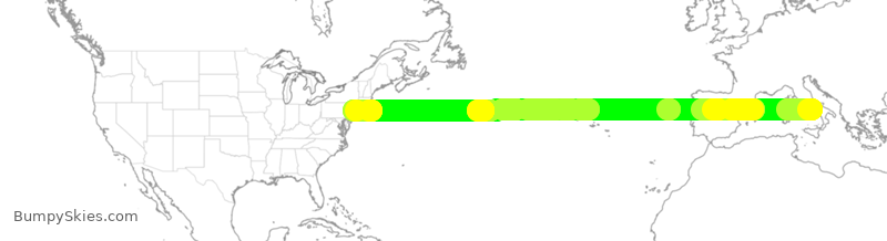 Turbulence forecast map for UAL3911, NAP to EWR
