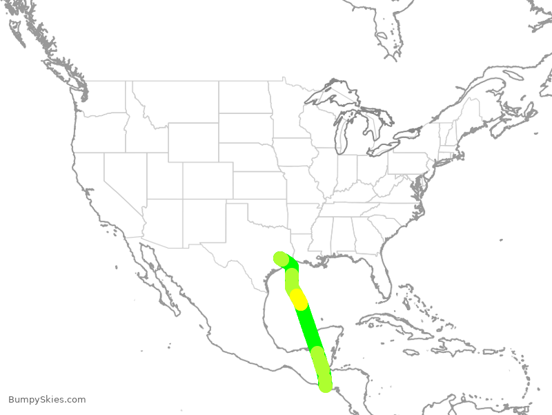 Turbulence forecast map for UAL3918, SLP to IAH