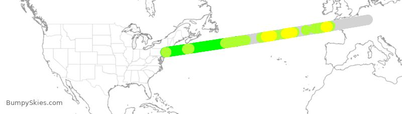 Turbulence forecast map for UAL3924, FRA to EWR