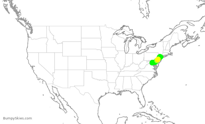 Turbulence forecast map for UAL3926, IAD to EWR
