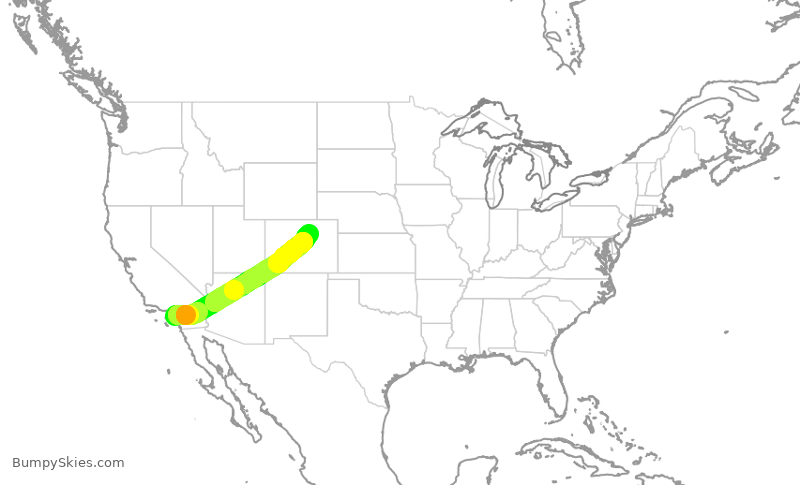 Turbulence forecast map for UAL3939, SNA to DEN