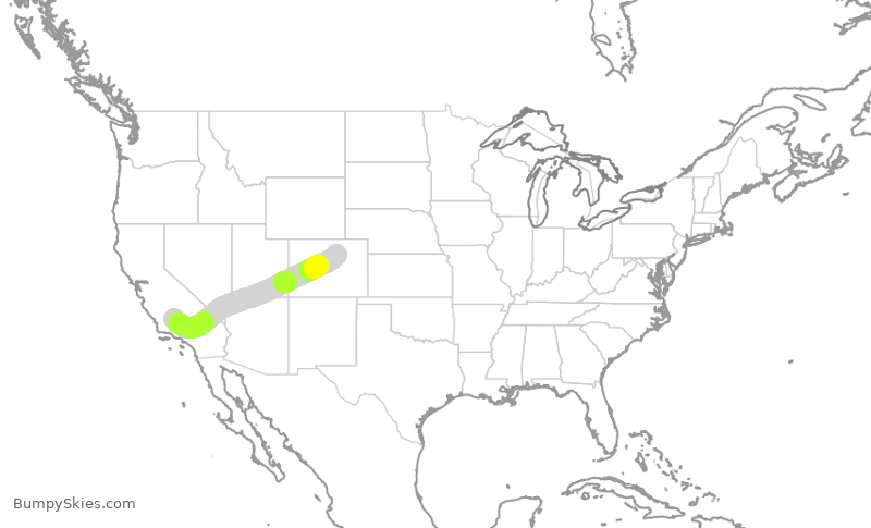Turbulence forecast map for UAL393, BFL to DEN