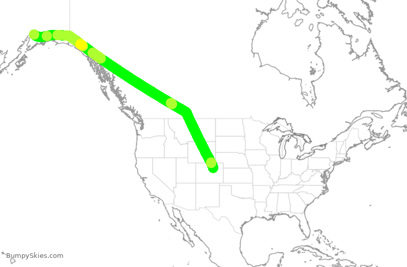 Turbulence forecast map for UAL394, DEN to ANC