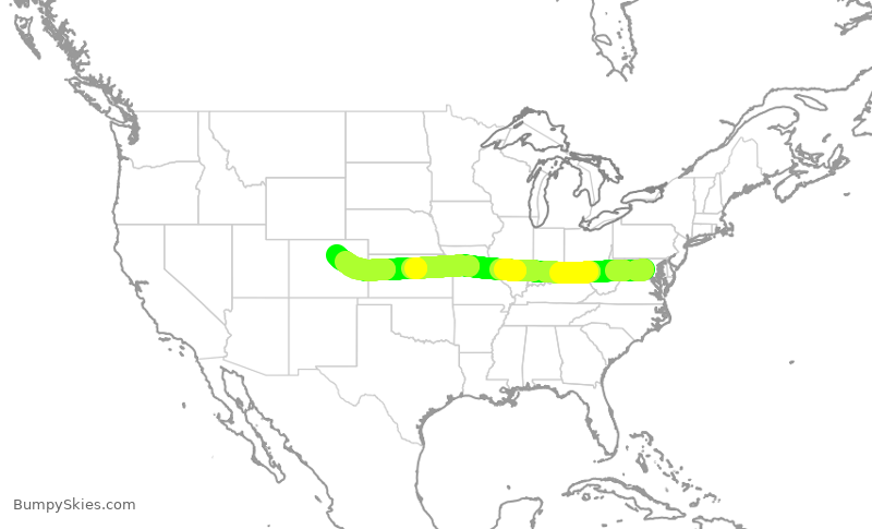 Turbulence forecast map for UAL395, IAD to DEN