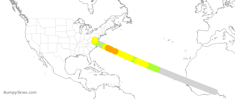 Turbulence forecast map for UAL3963, NMM to IAD