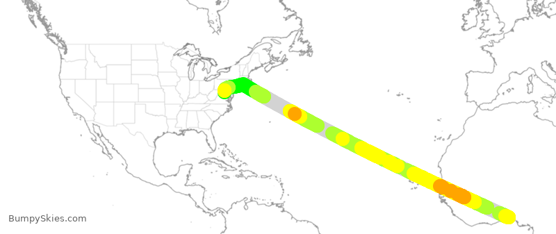 Turbulence forecast map for UAL3967, NMM to IAD