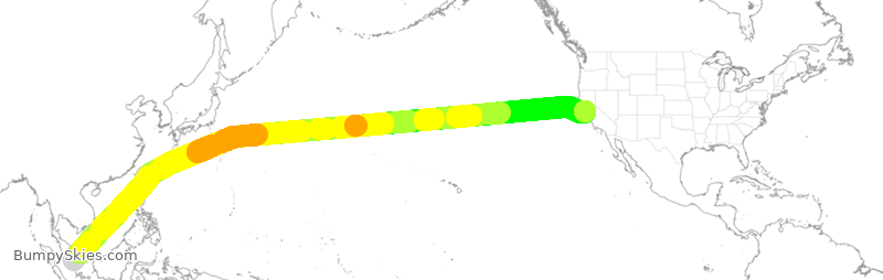 Turbulence forecast map for UAL3974, SIN to SFO