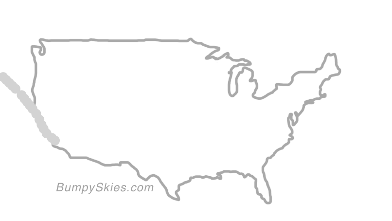 Map of continental US with illustrated flight path and turbulence forecast (described in text below)